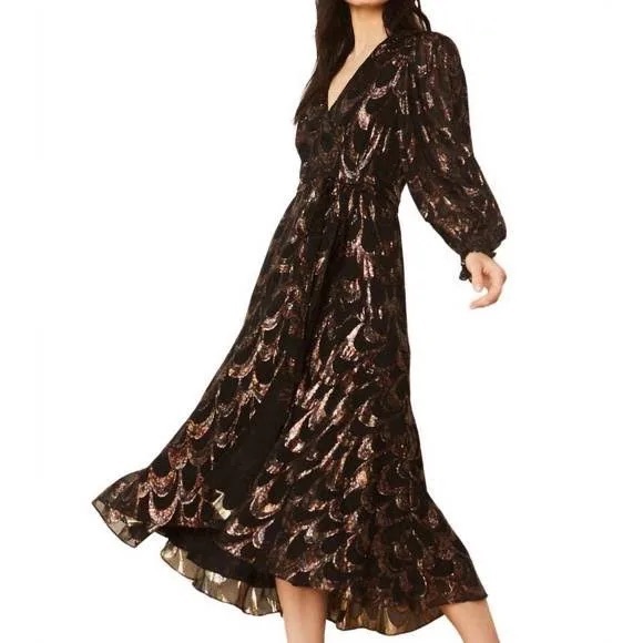Caballero Mirabella Dress In Sparkle Scallop Midi - Picture 1 of 12